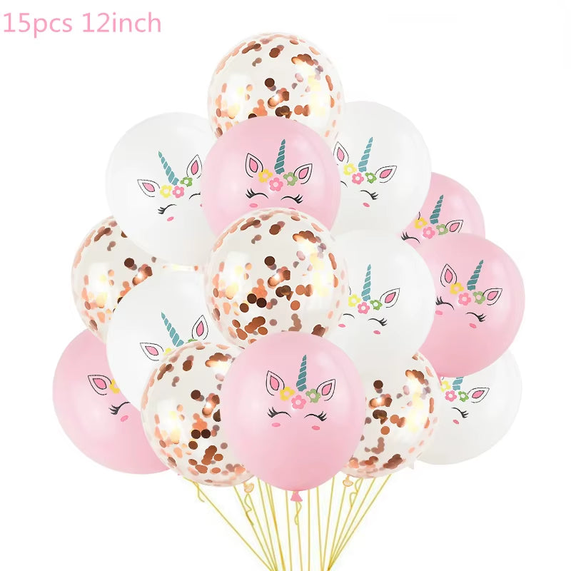 1 Set Unicorn Party Balloons Birthday Baloon Unicorn Decoration Latex Confetti Balloon Birthday Party Decoration Balloons Kids