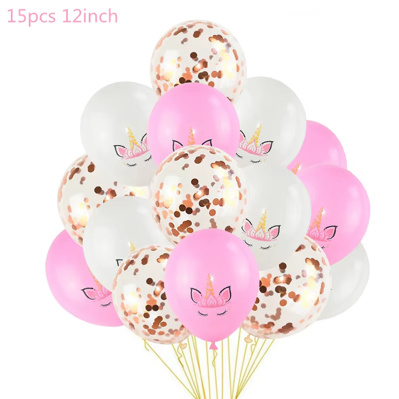 1 Set Unicorn Party Balloons Birthday Baloon Unicorn Decoration Latex Confetti Balloon Birthday Party Decoration Balloons Kids
