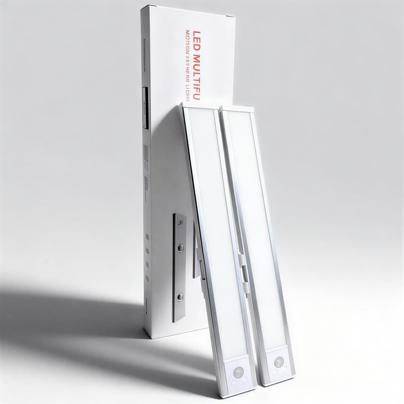 Under Cabinet Lights, 52 LED Cold White Rechargeable under Cabinet Lighting Motion Sensor LED Lights for Kitchen, Counter, Closet, Stairs (12.2 Inches Silver)1 PCS and 2 PCS Available for Selection